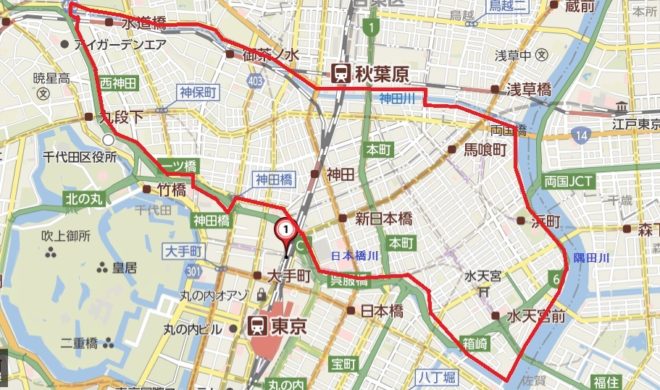 図１．「リバーループ東京」：隅田川・神田川・日本橋川：３川連結構想