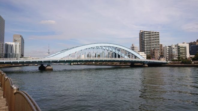 写真37．隅田川右岸下流側から見た永代橋
