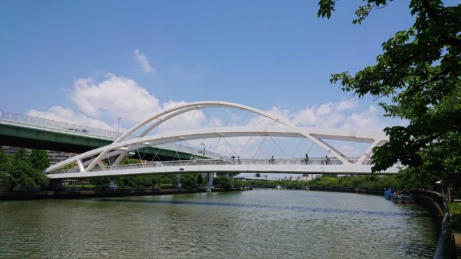 写真25．飛翔橋：大川左岸下流側から撮影